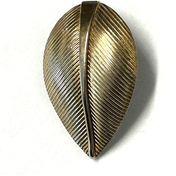 Vintage 1950's Napier Sterling Silver Gold Vermeil Leaf Clip On Earrings RARE - Picture 6 of 7